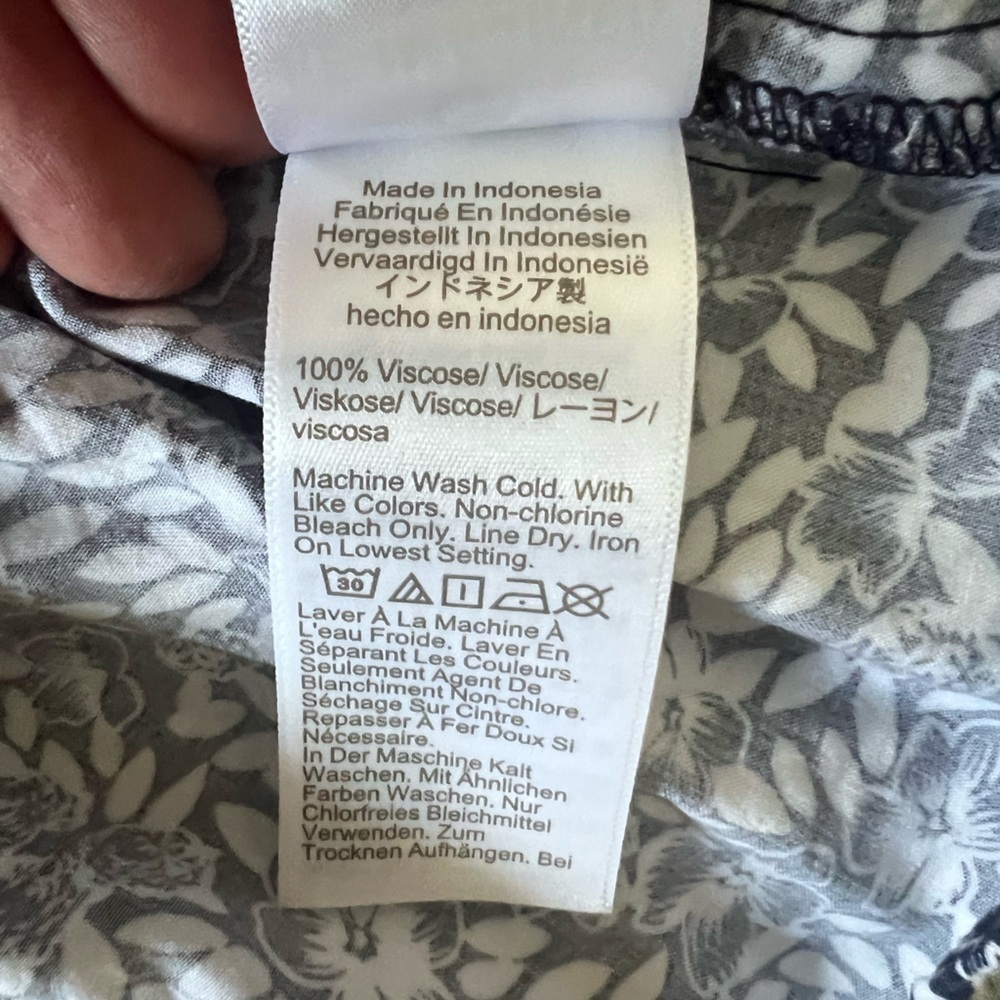 J. Crew Factory Floral tierd skirt mini dress, size large, blue, white print - Picture 6 of 8
